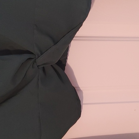 Chiffon Crop Top Blouse Women's XL Emerald Green Long Sleeve Coquette Girl Y2K - Picture 5 of 9